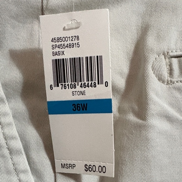 Izod Men's Flat Front Beige Shorts - Picture 4 of 4